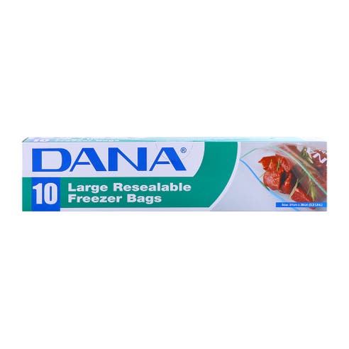 Dana Large Resealable Freezer Bags 10's 
