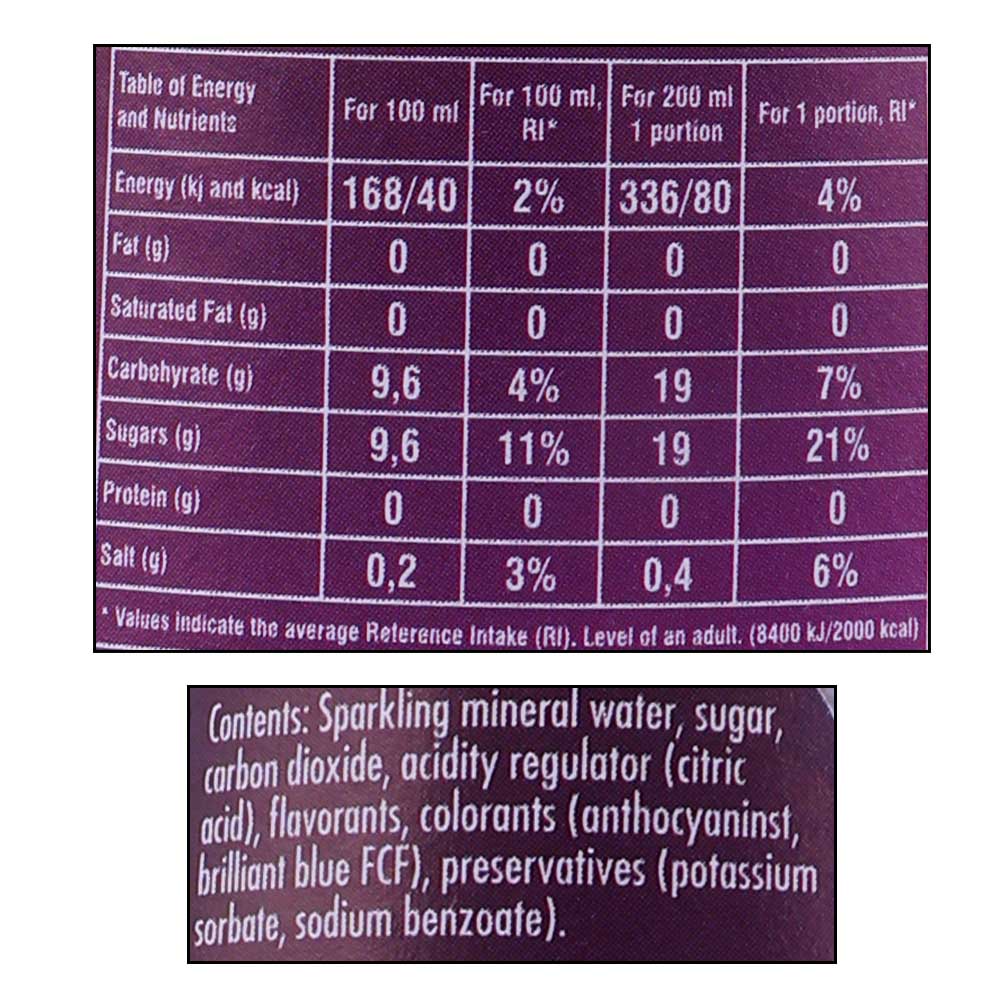 Avsar Sparkling Black Mulberry & Black Currant Mineral Water 200ml right side image