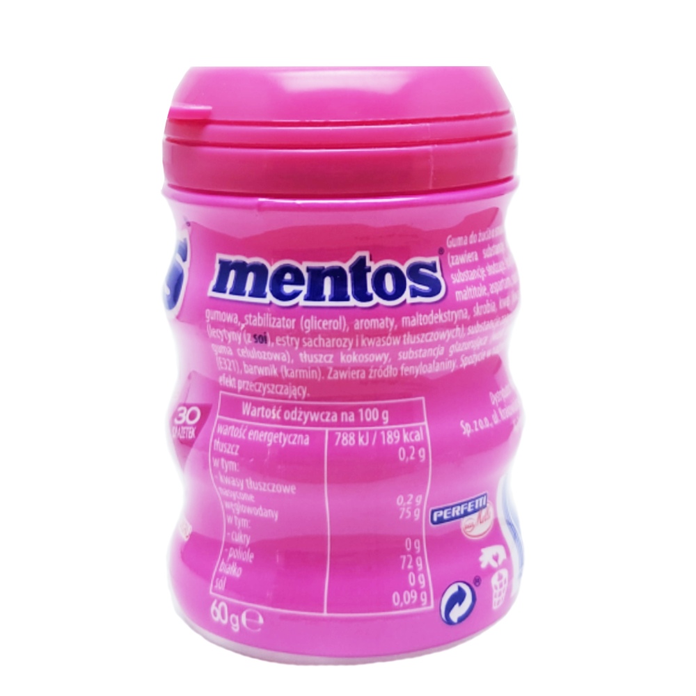 Mentos Pure Fresh Tutti Frutti Chewing Gum 60g back image