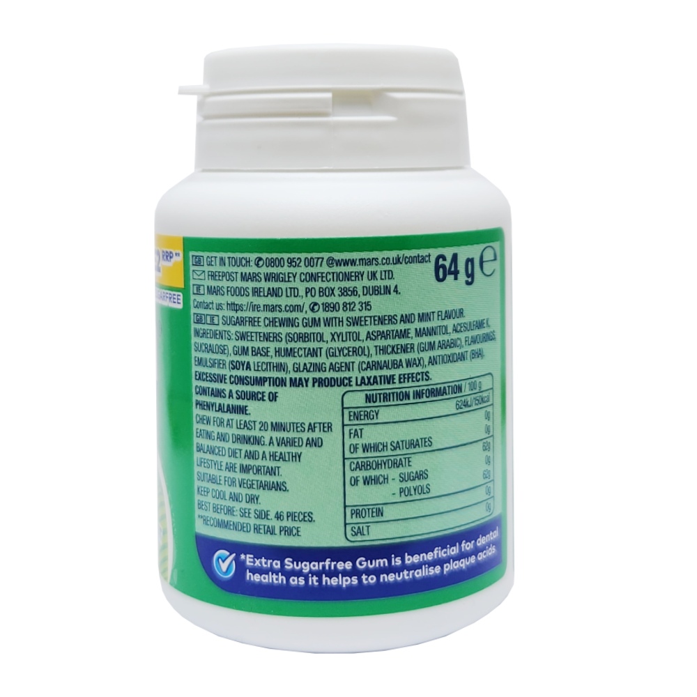 Wrigley's Extra Spearmint Sugar Free 64g back image