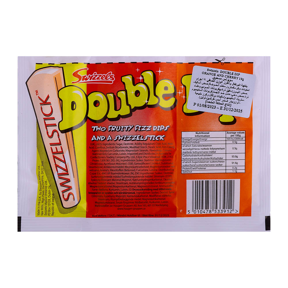Swizzels Double Dip Orange And Cherry 19g back image