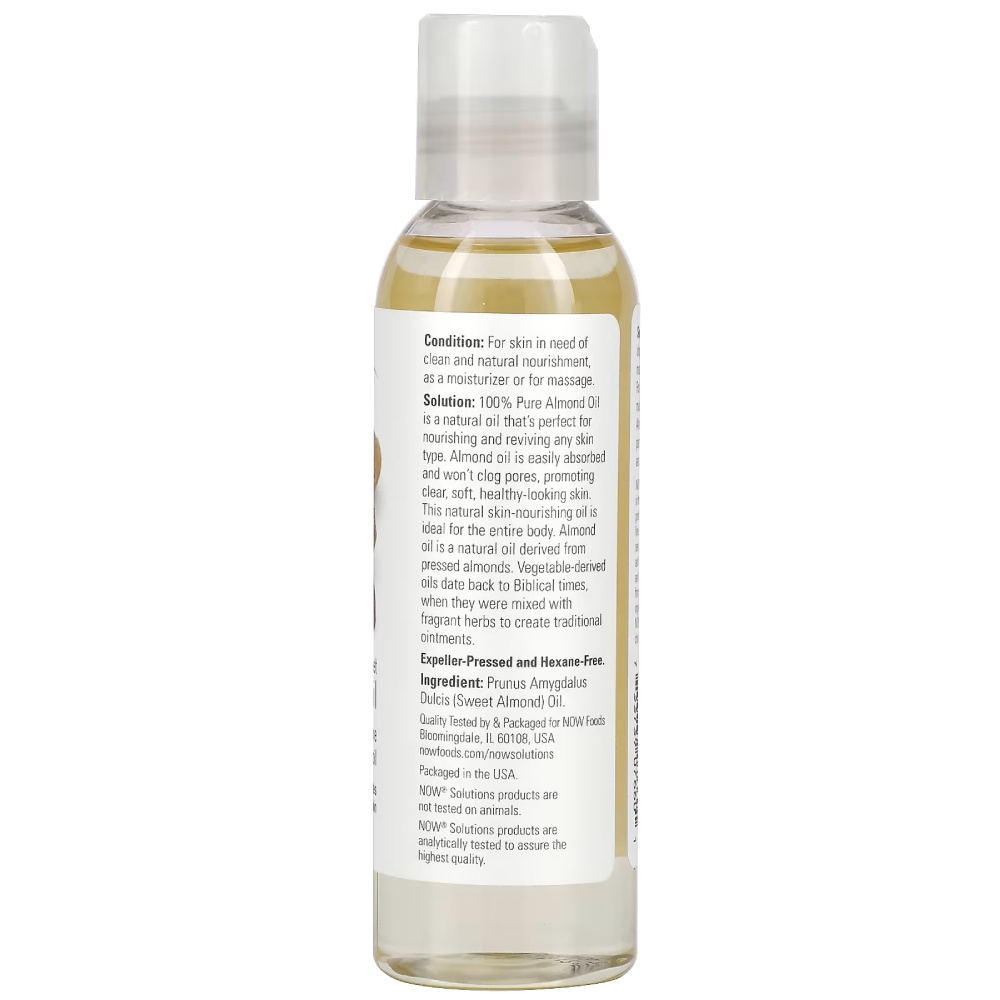 Now 100% Pure Sweet Almond Moisturizing Oil 118ml back image