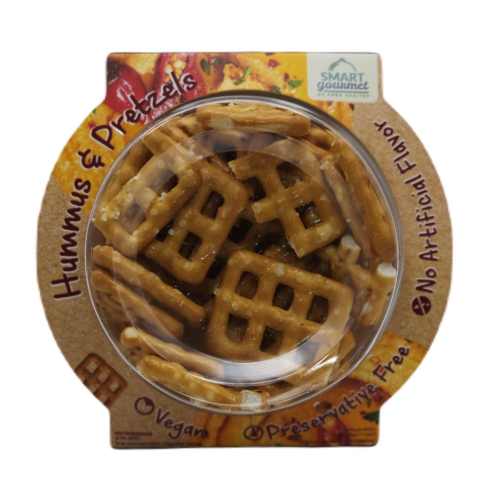 Smart Gourmet Spicy Chili Pepper Hummus & Pretzels 140g back image