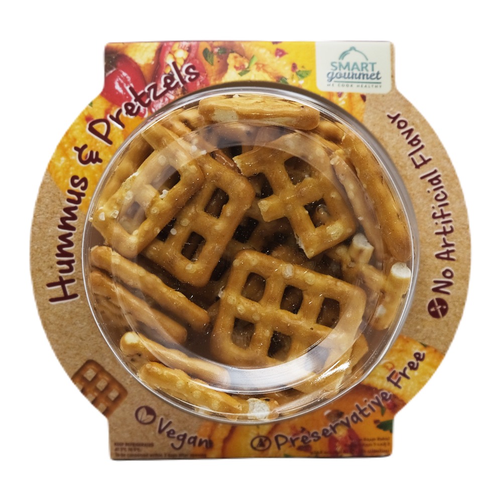 Smart Gourmet Zaatar Hummus & Pretzels 140g back image