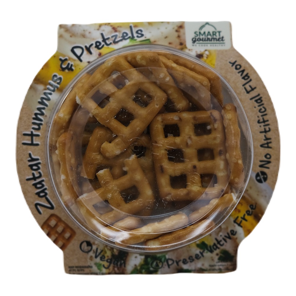 Smart Gourmet Pesto Hummus & Pretzels 140g back image