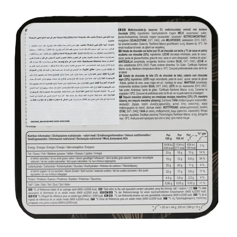 Magnum Mini Collection Intense Dark Chocolate Ice Cream 330ml back image