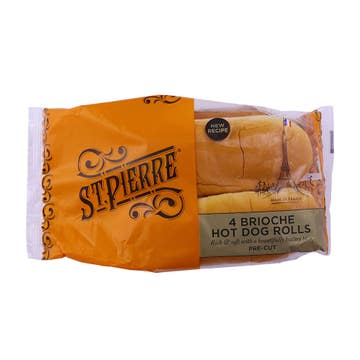 St Pierre Brioche Hot Dog Rolls 4 Pack 180g 