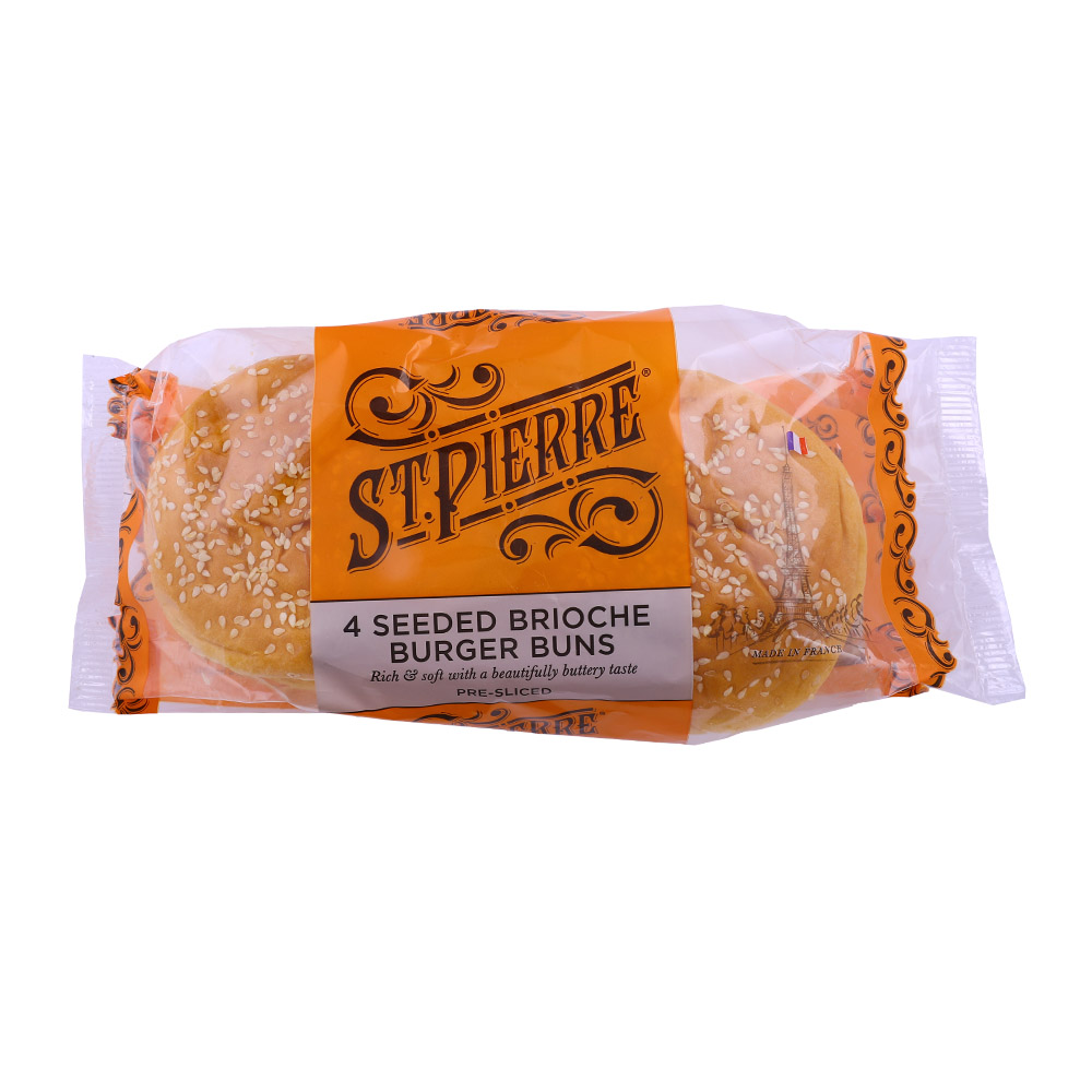 St Pierre Seeded Brioche Burger Buns 4 Pack 250g 