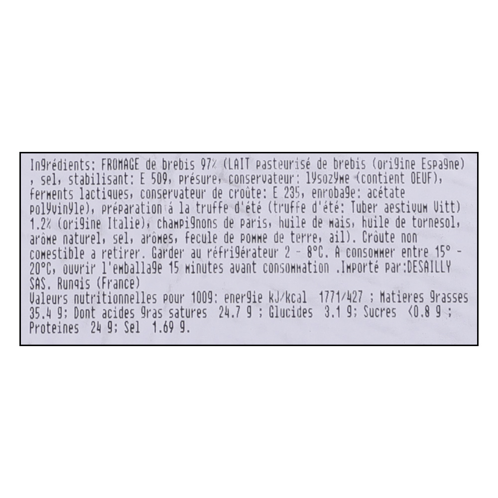 Fromage De Brebis Sheep Cheese with Truffle [Per Kg] right side image