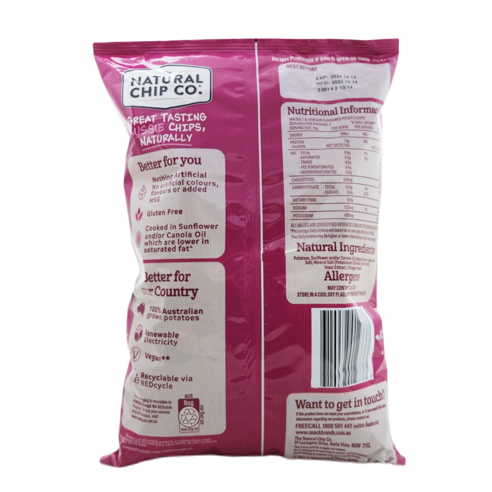 The Natural Chip Co Crinkle Sea Salt & Vinegar 175g - Bahrain Alosraonline store