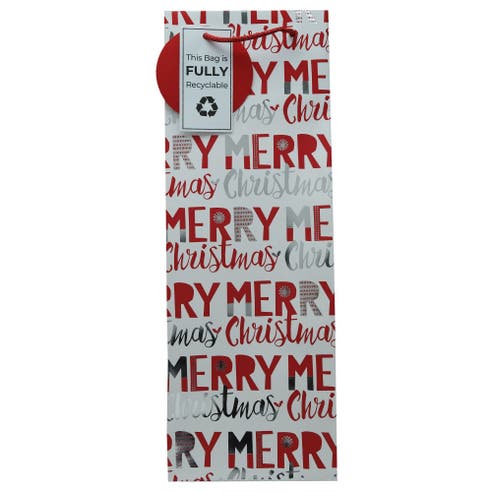 Giftmaker Merry Christmas Kraft Bottle Bags 