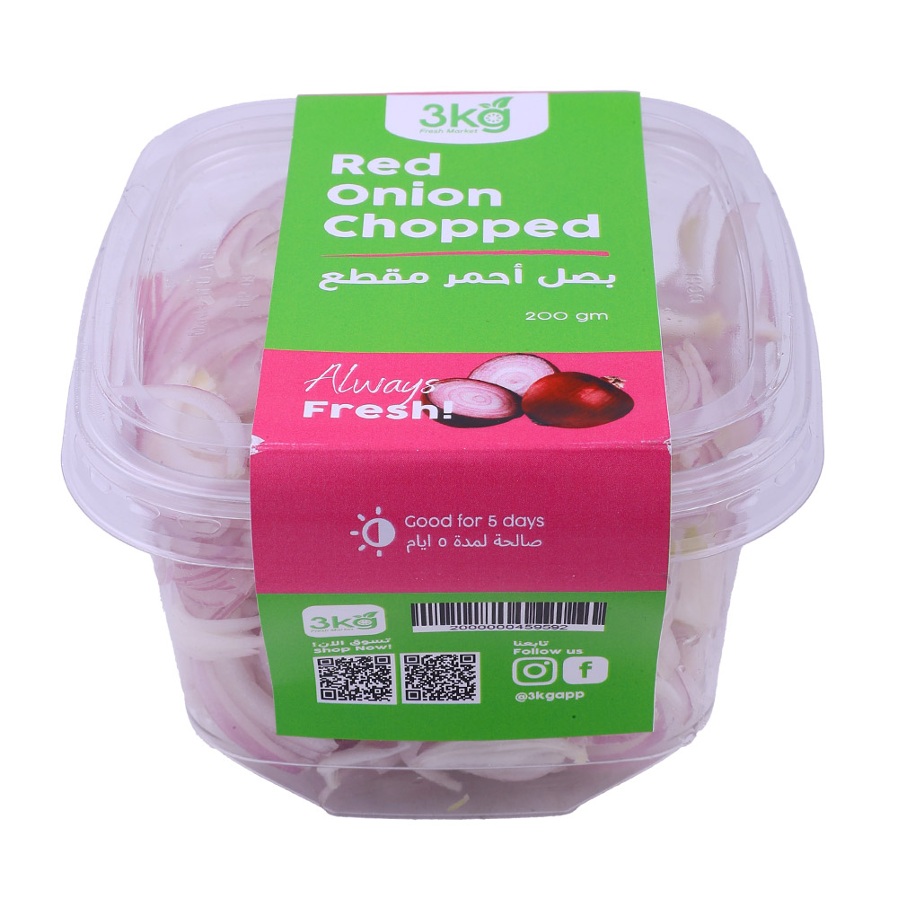3Kg Fresh Market Red Chopped Onion 200g back image