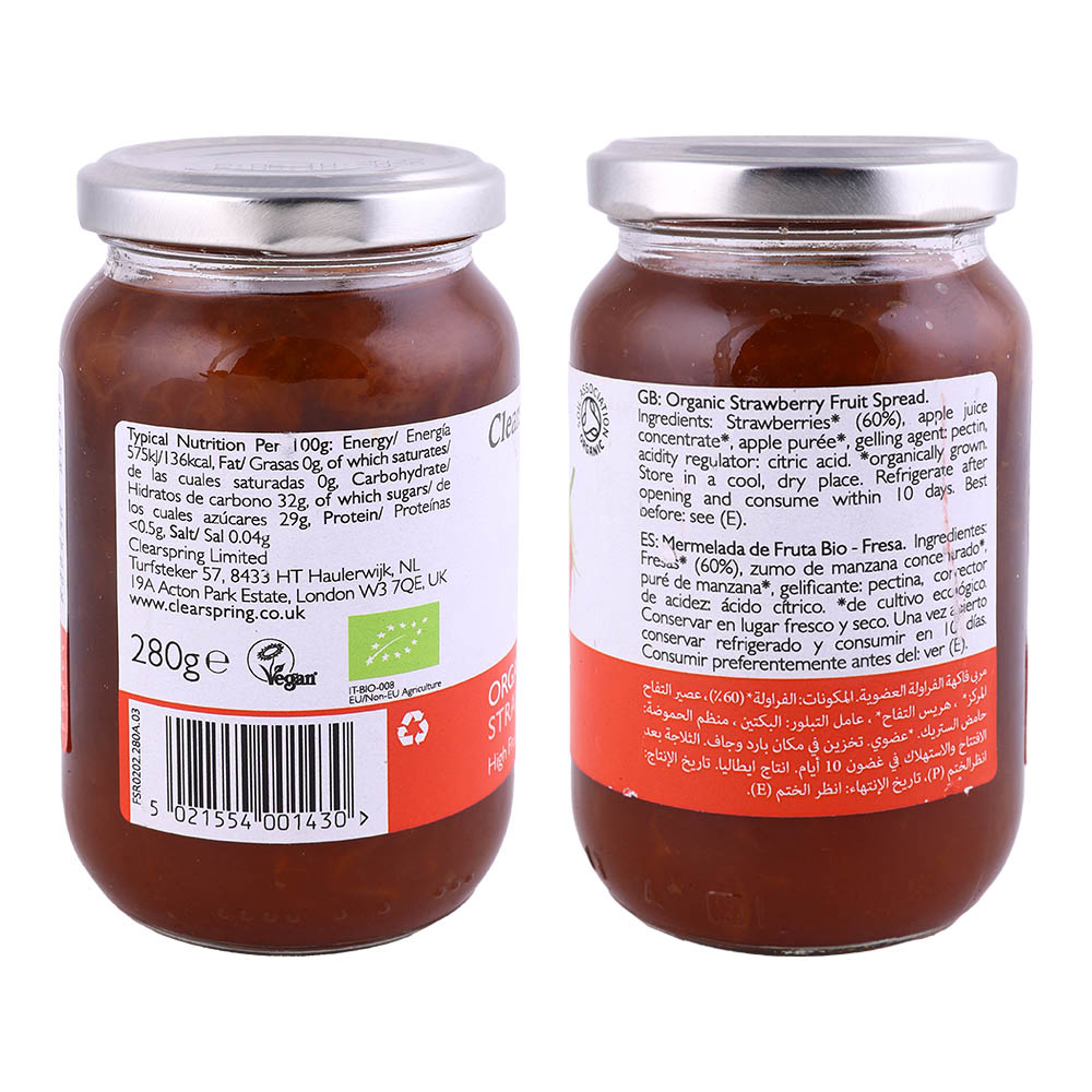 Clearspring Organic Strawberry Spread 280g back image