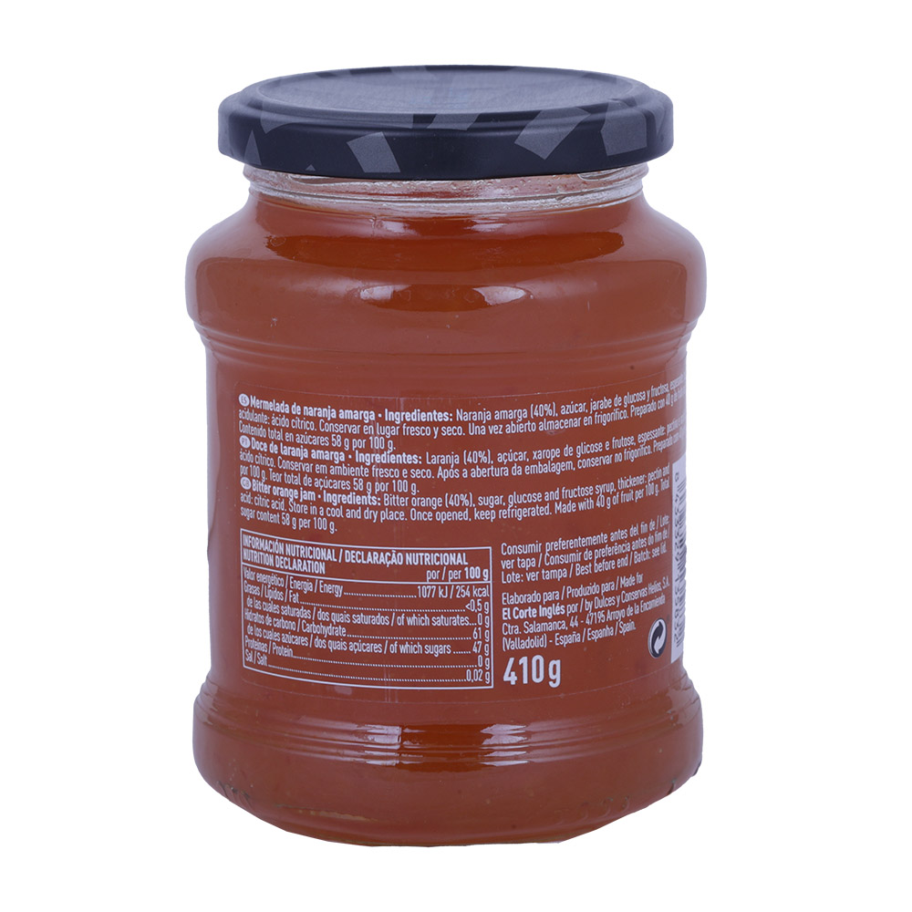 El Corte Ingles Bitter Orange Jam 410g back image