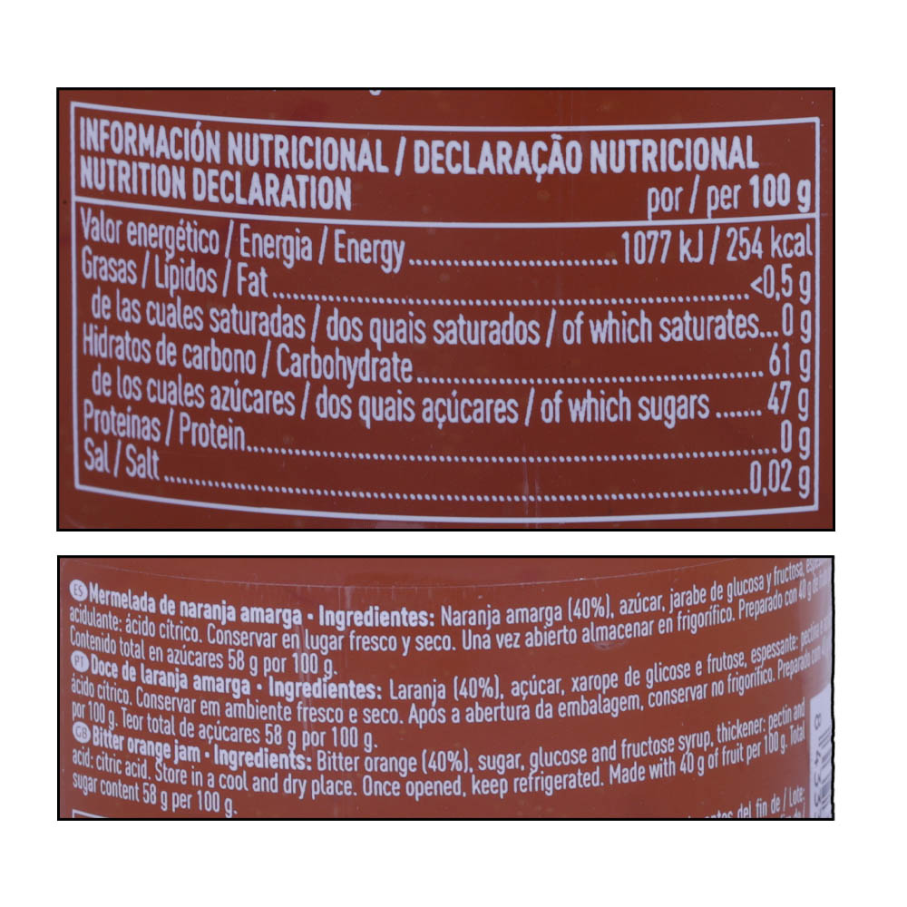 El Corte Ingles Bitter Orange Jam 410g right side image
