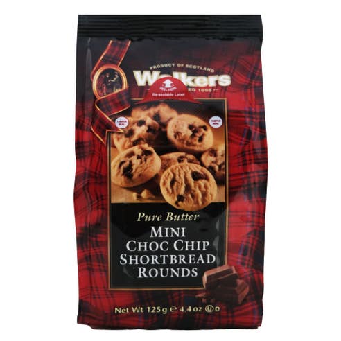 Walkers Mini Choco Chip Shortbread Rounds Bag 125g 