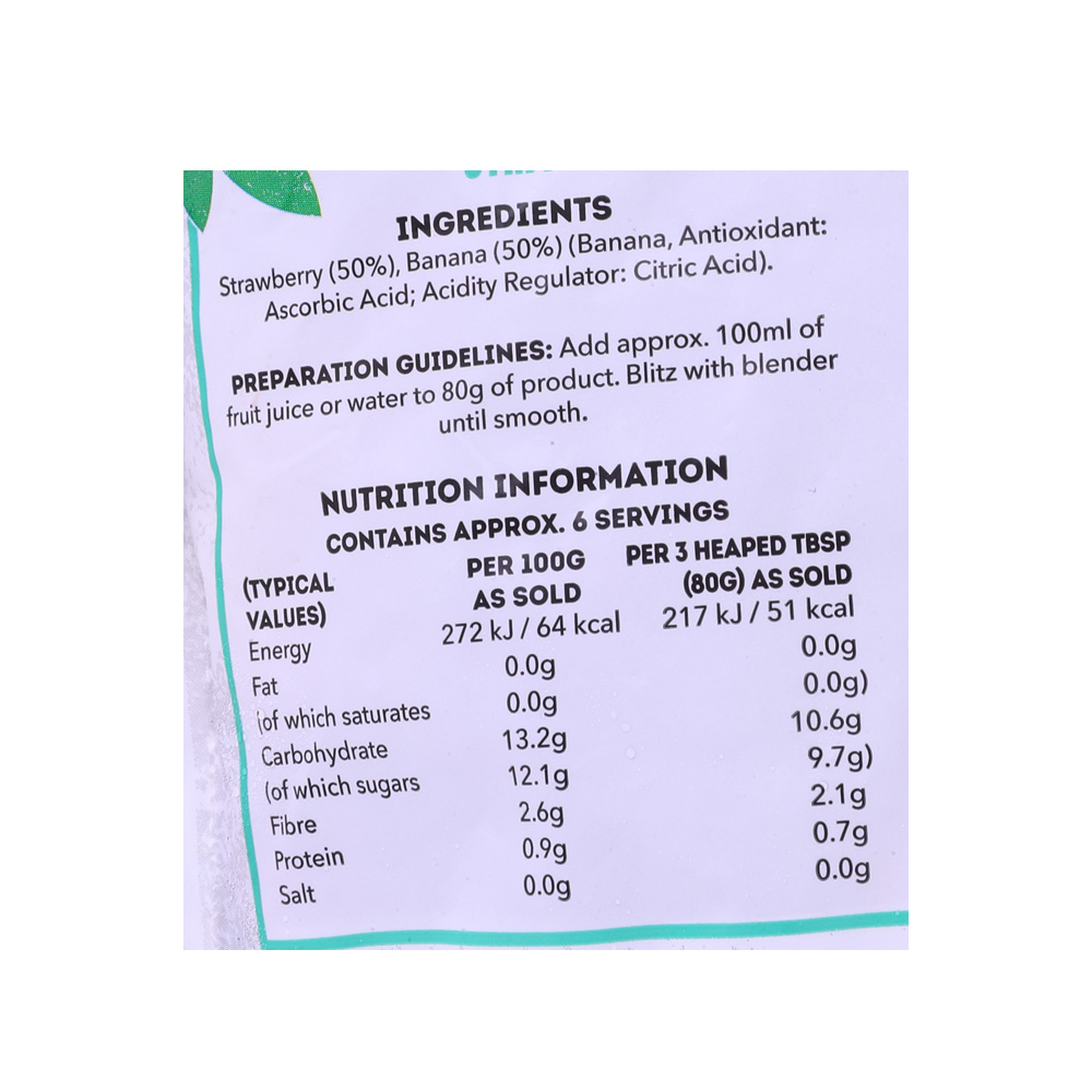 Delmonte Strawberry & Banana Smoothie Mix 500g right side image