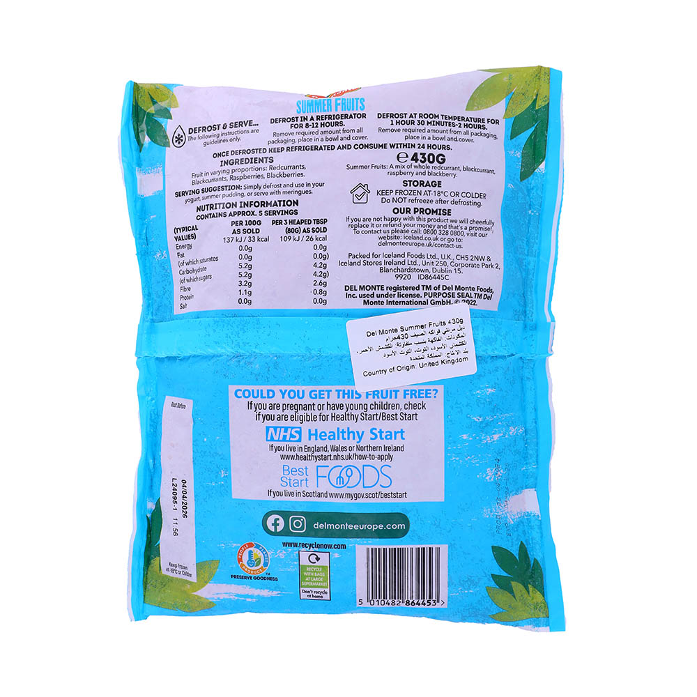 Delmonte Summer Fruit Mix 430g back image