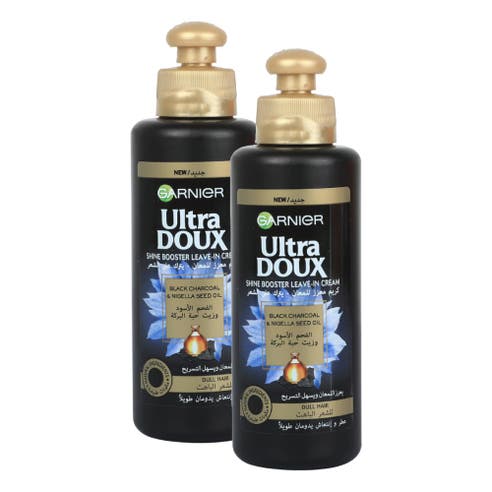 Garnier Ultra Doux Black Charcoal Leave-In Cream 2x200ml [Special Offer] 