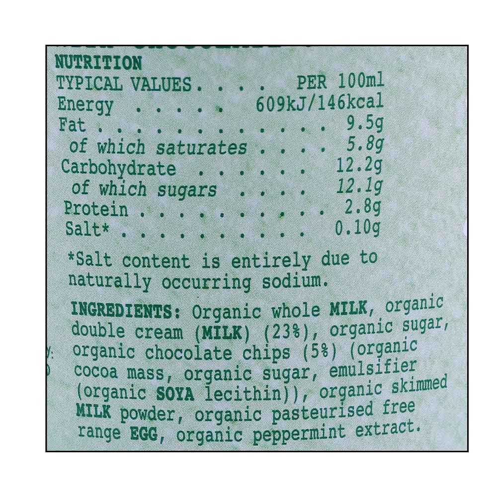 Yeo Valley Organic Mint Choc Chip Ice Cream 500ml right side image