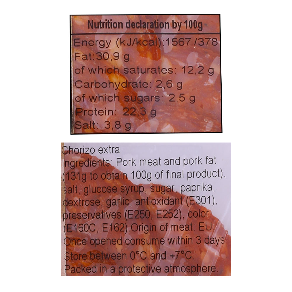 Caula Chorizo Extra Clean Sliced Label [Contains Pork] - Alosra supermarket near me