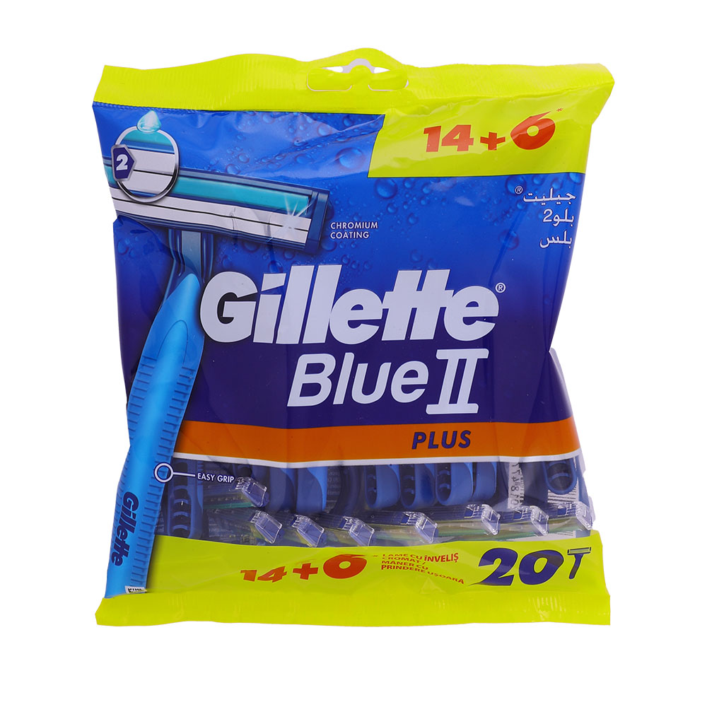 Gillette Blue II Plus Regular Razors 14+6 Free [Special Offer] back image