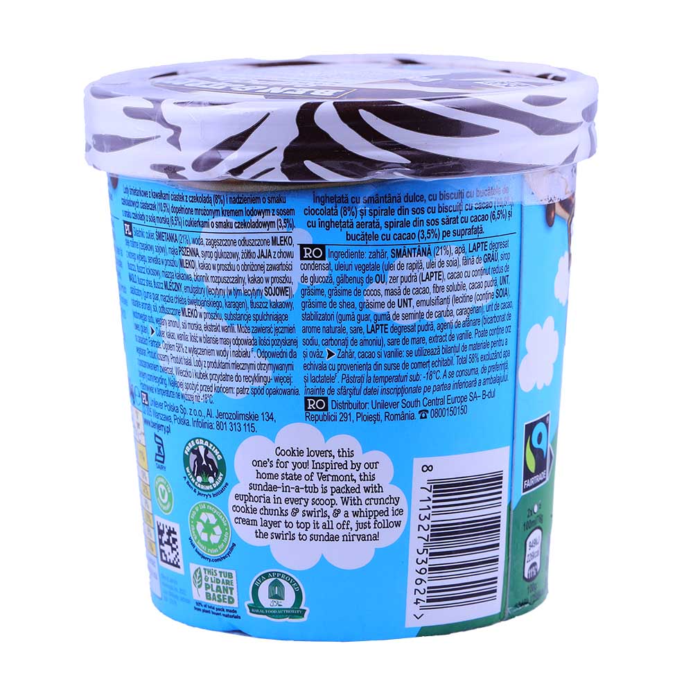 Ben & Jerry's Cookie Vermont-Ster Sundae 427ml back image
