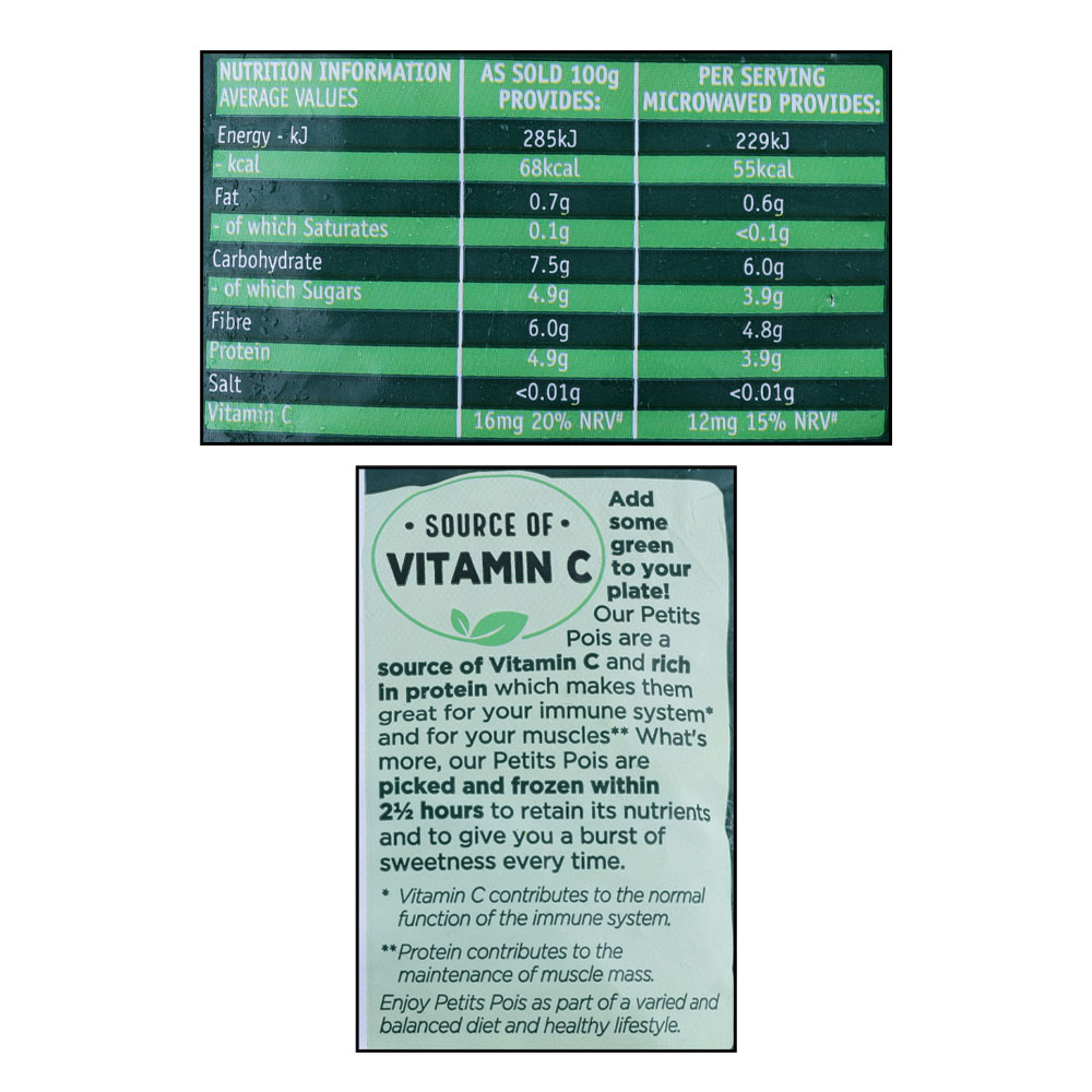 Birds Eye Petits Pois Frozen Peas 545g right side image