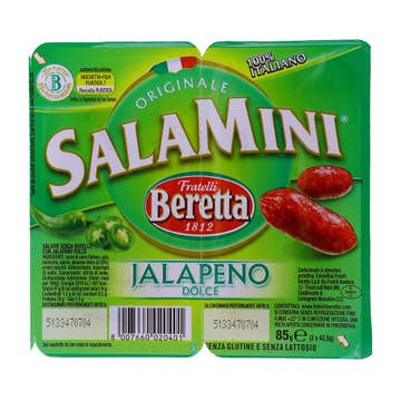 Fratelli Beretta Jalapeno Salamini 85g [Contains Pork] 