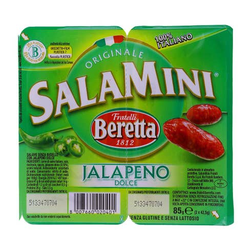 Fratelli Beretta Jalapeno Salamini 85g [Contains Pork] 