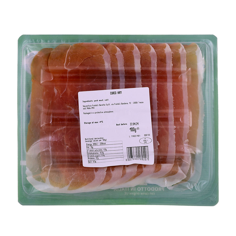 Fratelli Beretta Prosciutto Crudo Fresca Salumeria 100g [Contains Pork] - Bahrain Alosraonline supermarket