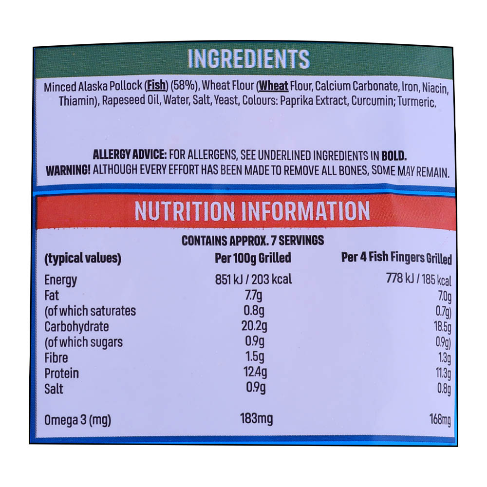 Iceland Breaded Fish Fingers 28's 700g right side image