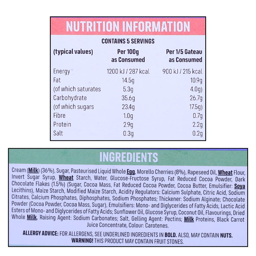 Iceland Black Forest Gateau 375g right side image
