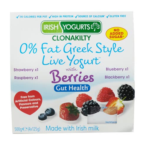 Irish Yogurts Clonakilty Greek Style Berries Yogurt 4x125g [Special Offer] 
