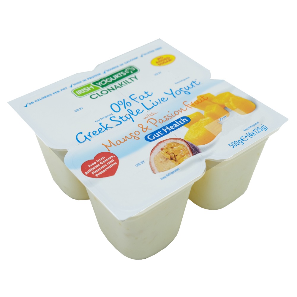 Irish Yogurts Clonakilty Greek Style Mango & Passion Fruit Yogurt 4x125g right side image