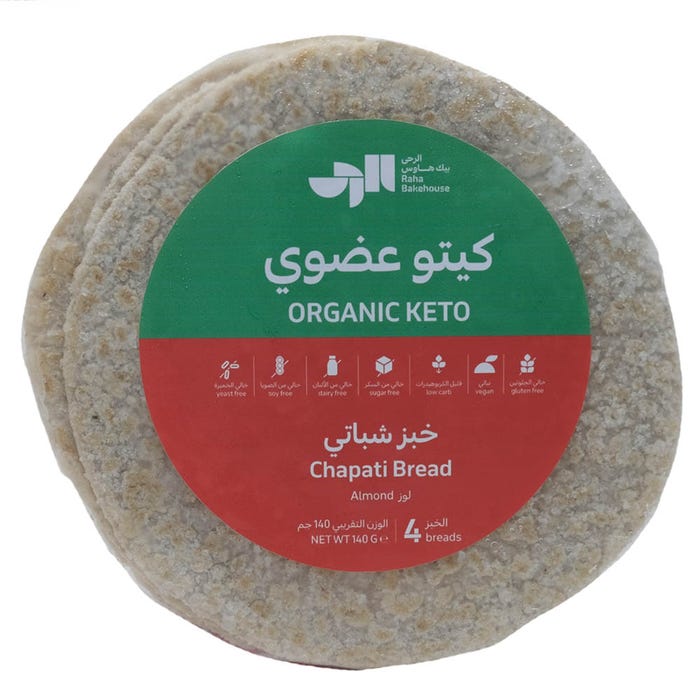 Raha Bakehouse Organic Keto Almond Chapati Bread 4x135g