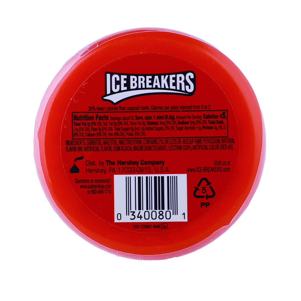 Ice Breakers Cinnamon Mints 42g back image
