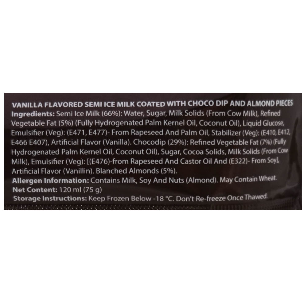 Kwality Muncho Almond Ice Cream 120ml back image