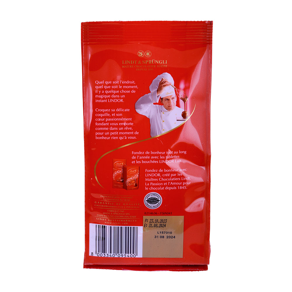 Lindt Lindor Milk Small Egg Chocolate 180g back image