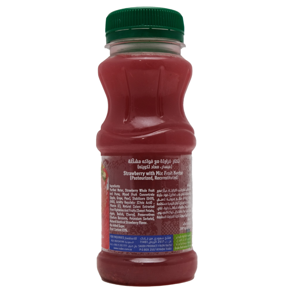 Nadec No Added Sugar Strawberry Nectar With Mix Juice 180ml back image