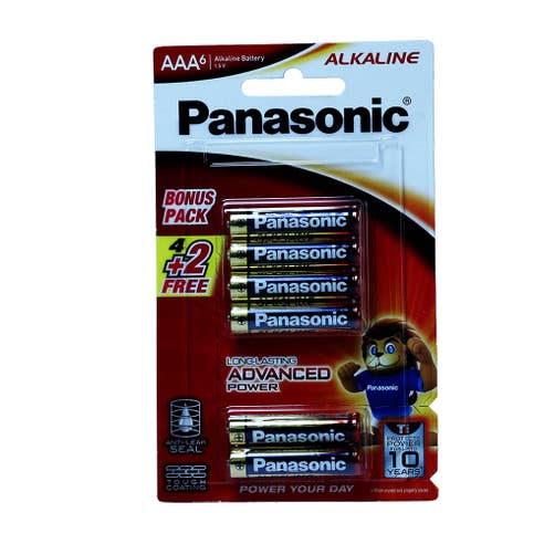 Panasonic Alkaline Battery 1.5v AAA6 Lr03t/4b+2 