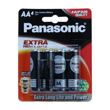 Panasonic Extra Heavy Duty Battery 1.5v AA4 R6nt/4b 
