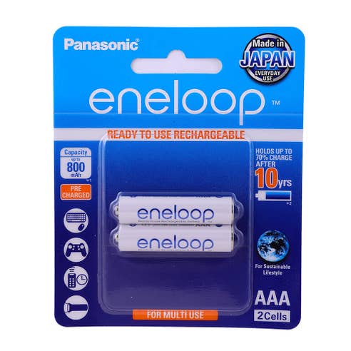Panasonic Rechargeable Battery AAA2 1.2v Bk-4mcce/2bt 