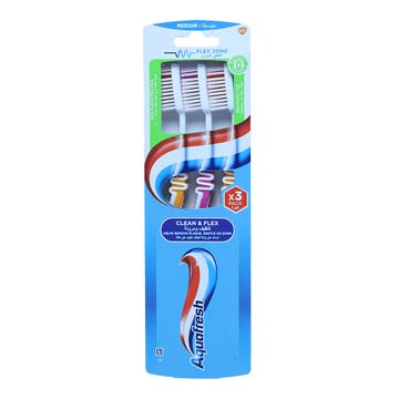 Aquafresh Clean & Flex Medium Toothbrush 2+1 Free [Special Offer] 