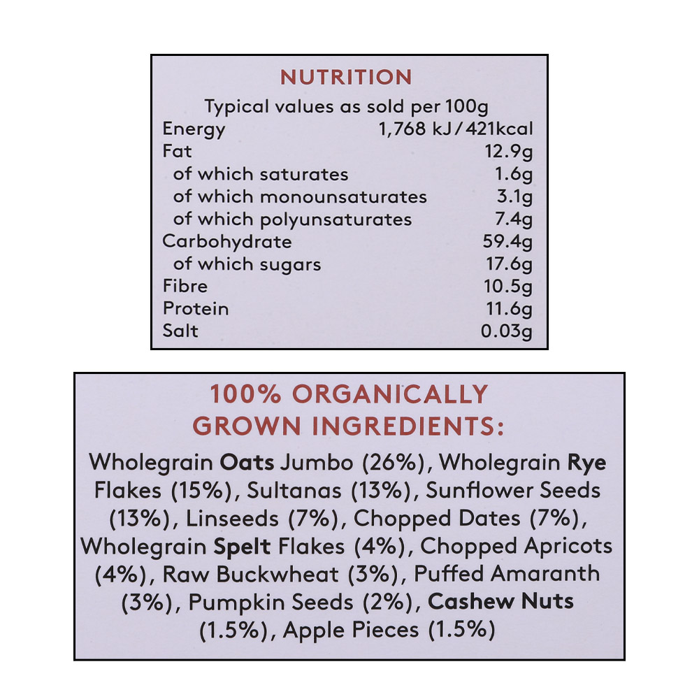 Alara Organic Ancient Grains Muesli 450g right side image