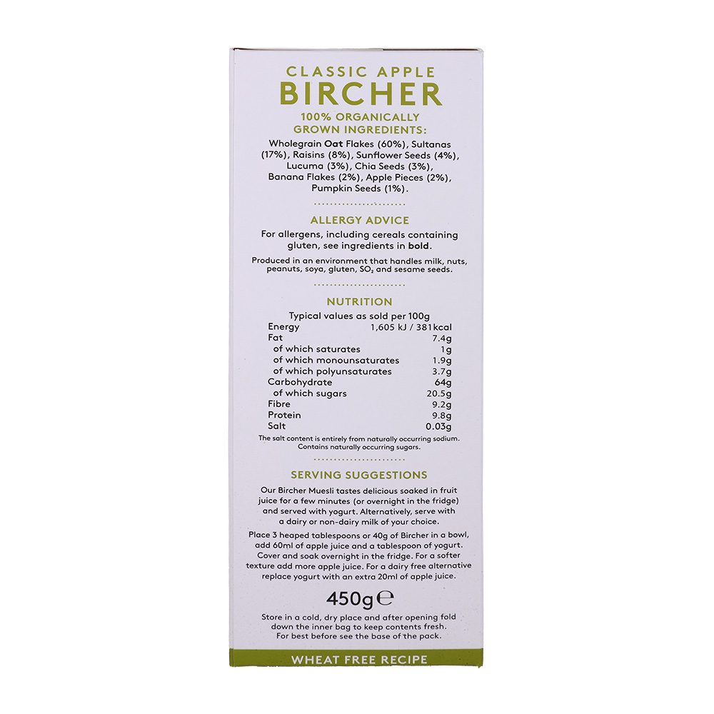 Alara Organic Classic Apple Bircher 450g back image