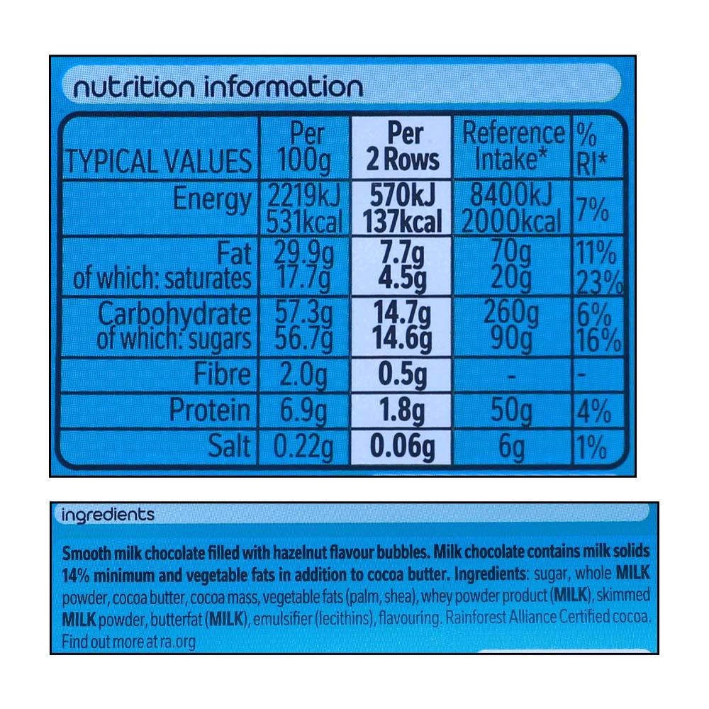 Aero Giant Hazelnut Chocolate Block 90g right side image
