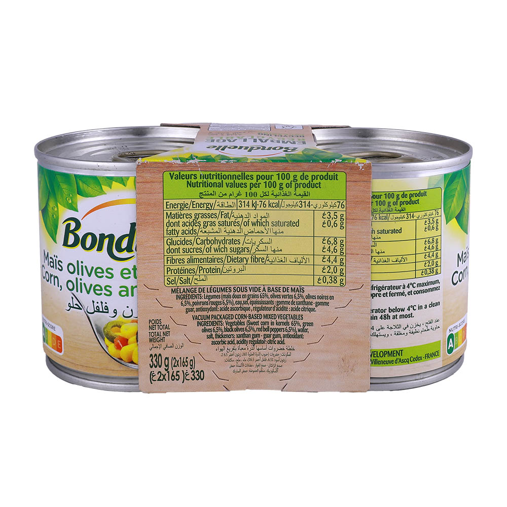 Bonduelle Corn, Olives & Pepper Without Aromas 2x165g back image