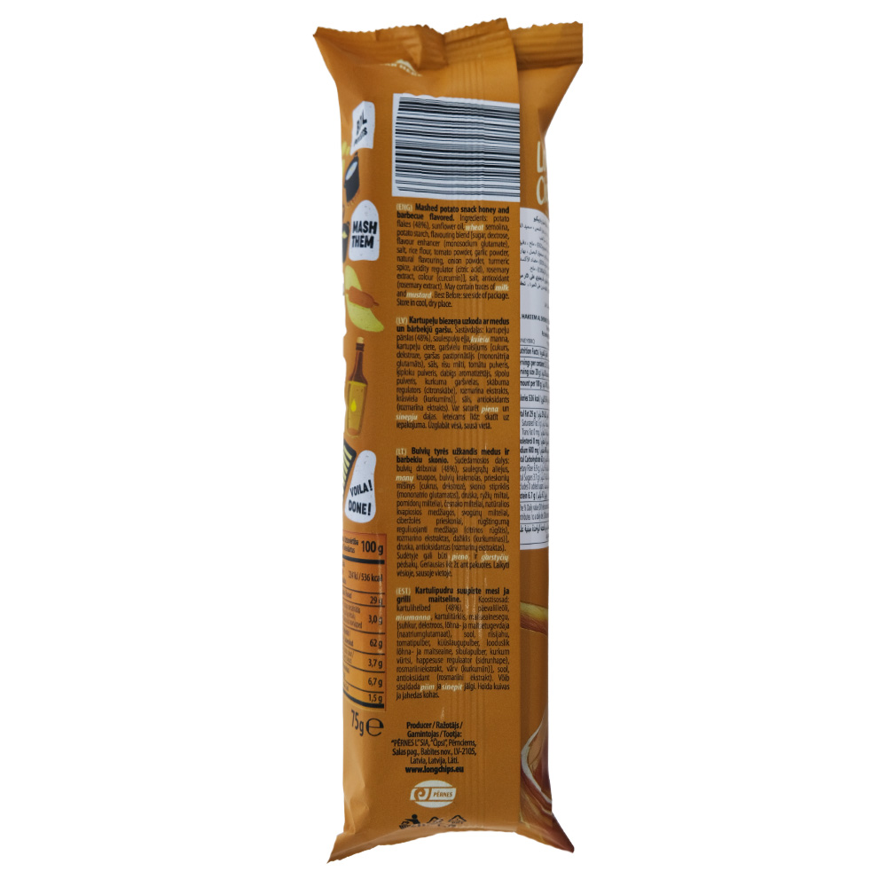 Long Chips Honey & BBQ Snack 75g back image