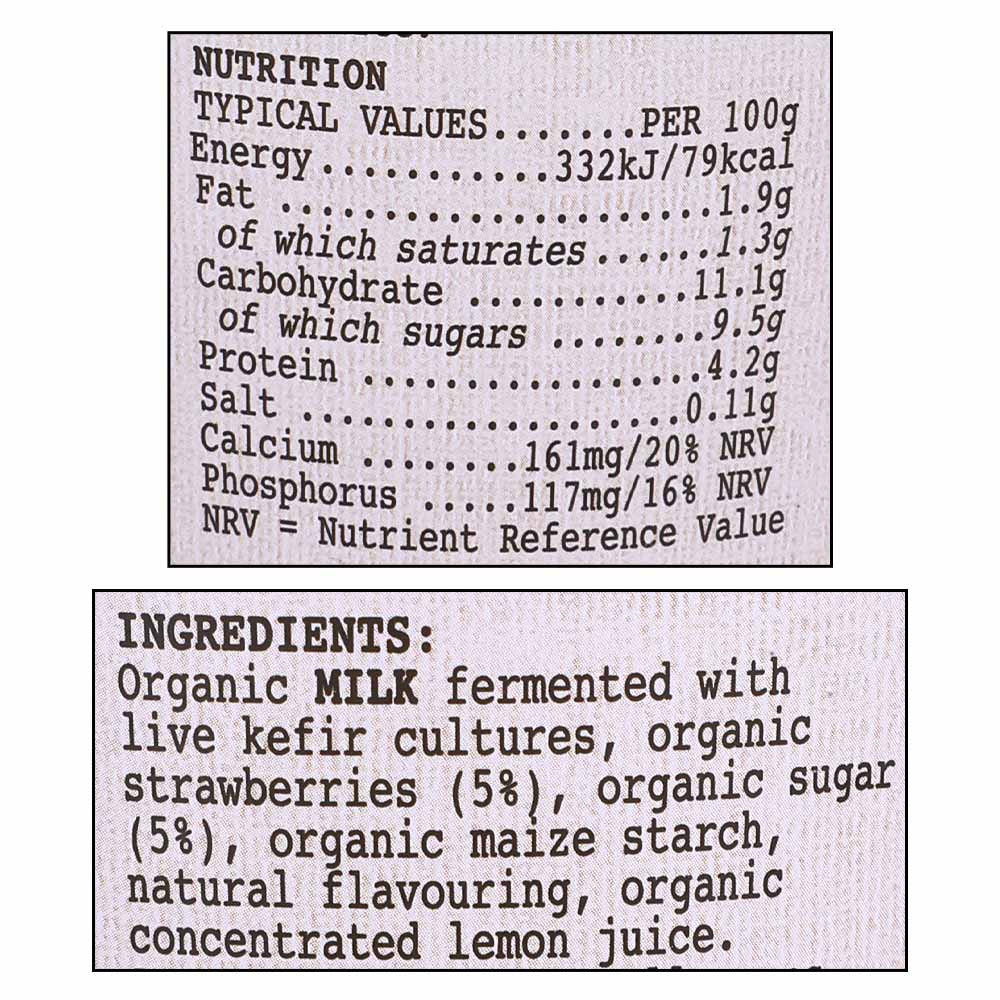 Yeo Valley Organic Kefir Strawberry Yogurt 350g right side image